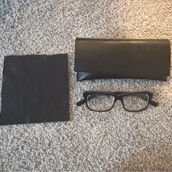 Saint Laurent Black Glasses with Case and Cloth - Picture 1 of 4